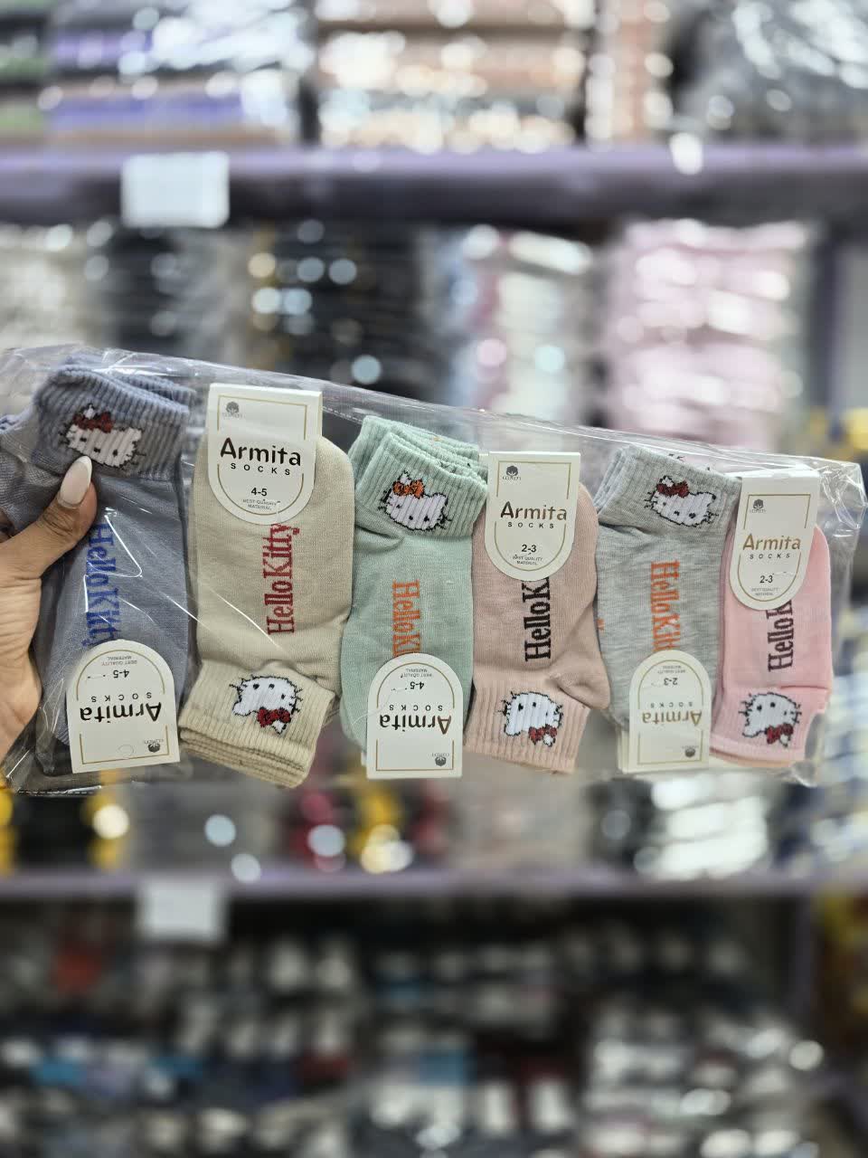 جوراب مچی بچگانه 6 شماره ارمیتا طرح کیتی کد 2836