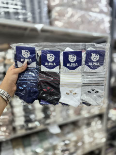 جوراب مچی زنانه نخی طرح تدی راه راه کد 1381 ( 12جفتی )