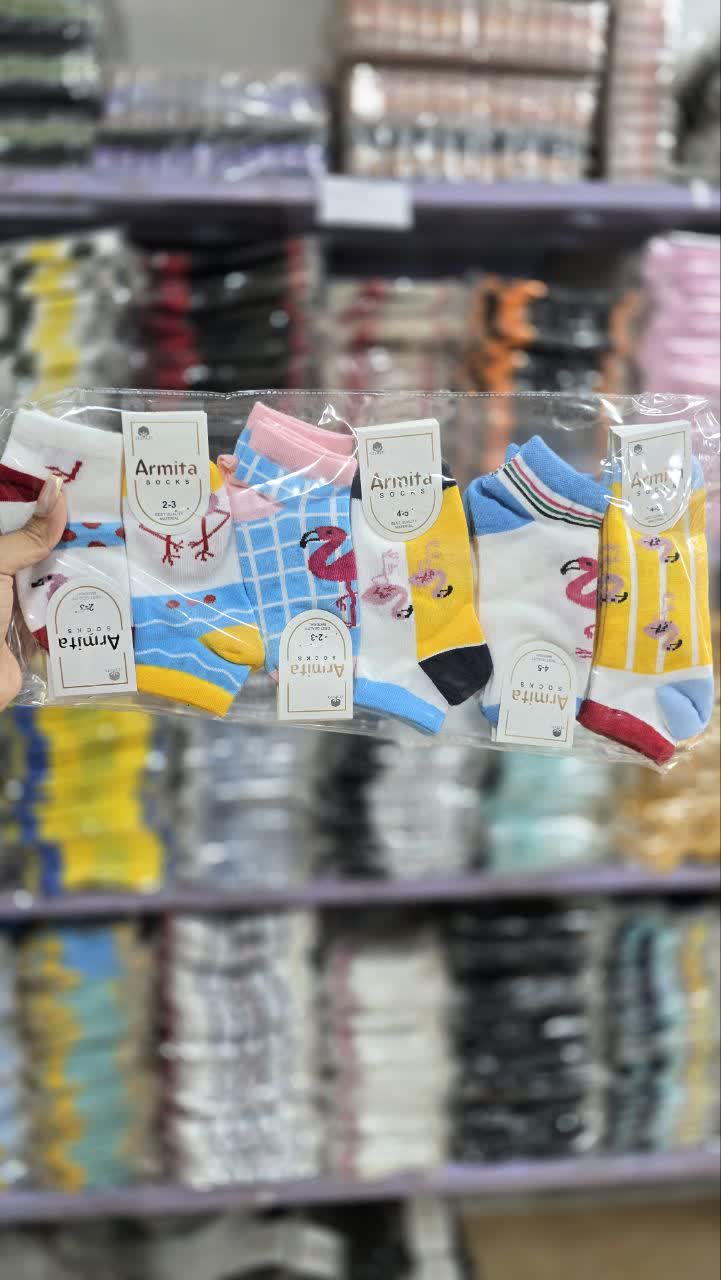 جوراب مچی بچگانه 6 شماره ارمیتا طرح فلامینگو کد 2846