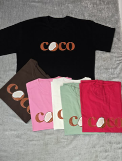 تیشرت زنانه باکسی نخ پنبه طرح Coco کد ۳۵۳۵