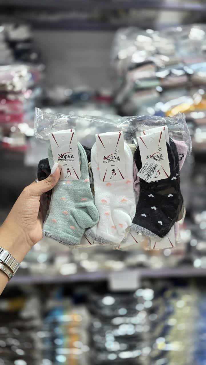 جوراب نیم ساق بچه گانه نخ پنبه سایز 3 طرح متنوع  کد 2991( 12جفتی )