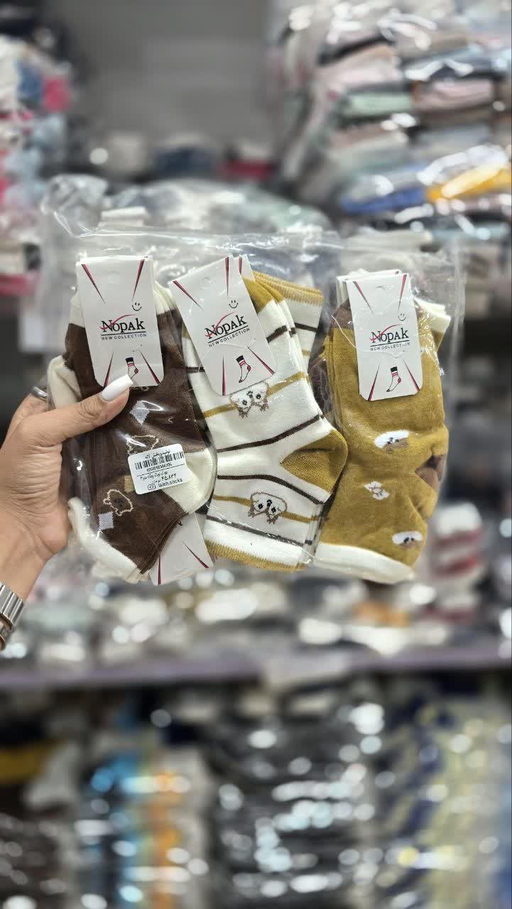 جوراب نیم ساق بچه گانه نخ پنبه سایز 3 طرح متنوع  کد 2990( 12جفتی )